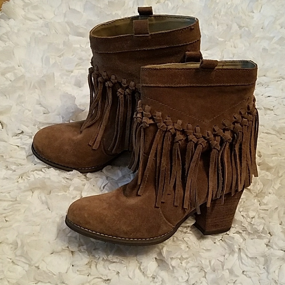 Sbicca Fringe Suede Boots worn twice